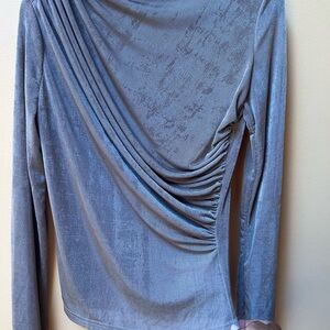 Elegant Gray Ruched Women's Blouse